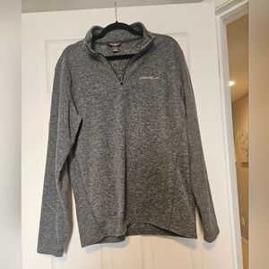 Eddie Bauer Gray Quarter Zip Pullover Sweater Mens Size M